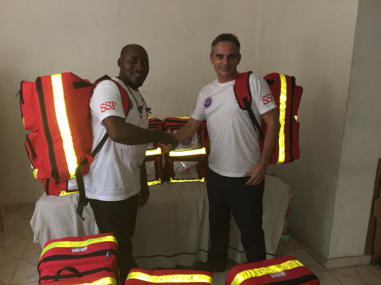 Giving away first aid kits, Port-au-Prince, July 08, 2018